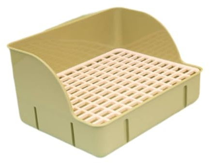 Fzaqwen Eck Katzentoilette für Kaninchen, Ratten, Chinchillas, Hamster Und Frettchen – mit Spritzfreiem Netzboden, GrÜn