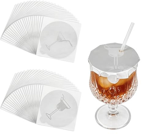 50Stk Trinkglas Schutzdeckel, 10cm Getränkekappe für Alkohol Schutz Selbstklebend Trinkgläser Abdeckungen Verhindere Unerwünschte Gegenstände Kommen in Becher Universelle Passform