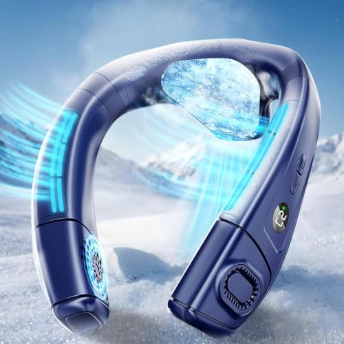 Ventilatore da collo portatile con grande piastra di raffreddamento, piccolo ventilatore condizionatore per collo mobile silenzioso 6000 mAh, ricaricabile, 360 gradi, flusso d'aria posteriore per