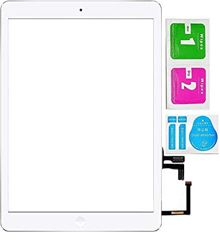 GENIE FORCE Touchscreen Glas Digitizer WEIß für iPad Air 5. Generation Display, Komplett mit LVA Flexkabel, Homebutton - inkl. 3-teiliges Reinigungsset - WEIß