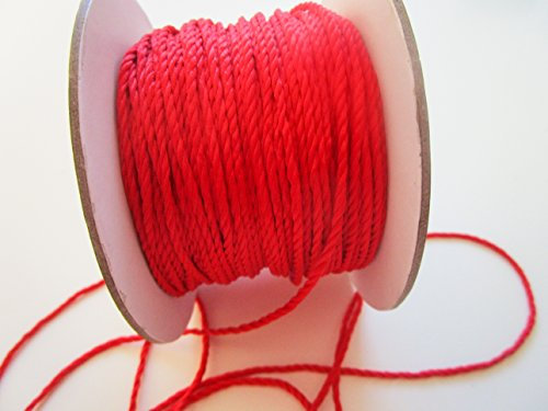 50m Kordel 3 mm breit Schnur Kordelband gedrehtes Band (Rot)