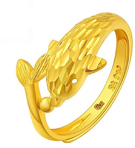 GOWE 24 K Reingold Guardian The Dolphins Living Circle For Women Gold Ring Persönlichkeit Einzigartig Schöne Kleine Delfine 999 Solide Schönheit