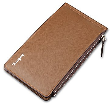 FANDARE Long Wallet Card Bifold Walle Men Holder Bag Large Capacity PU Brown