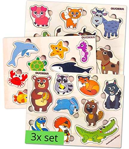 QUOKKA Spielzeug Puzzle ab 1 2 3 Jahre - Montessori Holz Kinderspielzeug für Lernspiele ab 4 - Geschenk für Mädchen and Junge