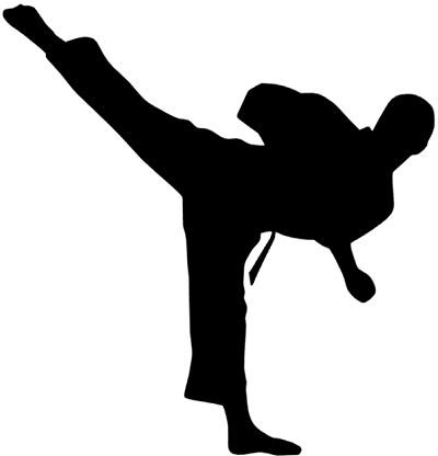 Karate Aufkleber in 10cm, 15cm, 20cm, Kickboxen Kampfsport Auto Aufkleber Karatekämpfer (150/3) (20cm, weiß glanz)