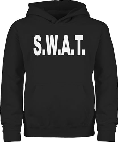 Kinder Hoodie Jungen Mädchen - Karneval & Fasching - S.W.A.T. Faschingskostüm I Swat - 128 (7/8 Jahre) - Schwarz - pulli faschings swat-t reitpullover jeck s.w.a.t pullover verkleidet uniform
