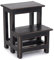 Scaletta per piante, 46 x 37 x 37 cm (altezza x larghezza x profondità), in legno vecchio, a due livelli, per fiori, rustico, supporto decorativo, fatto a mano, colore: 09 Voodoo – nero