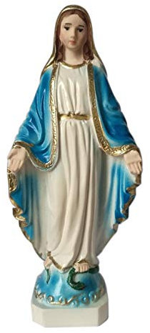 Eurofusioni Estatua Virgen Milagrosa - María Inmaculada Pintada a Mano - H 15 cm
