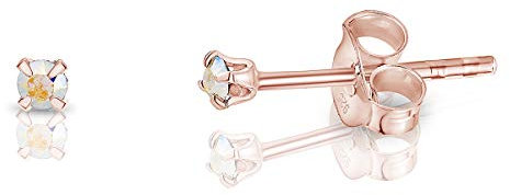 Orecchini Punto Luce Aurora Boreale - Orecchini Donna Oro Rosa con Brillanti di Vero Cristallo 2 mm - Orecchini Brillantini - Orecchini Colorati - Orecchini Piccoli Oro Rosa - Orecchini Borealis