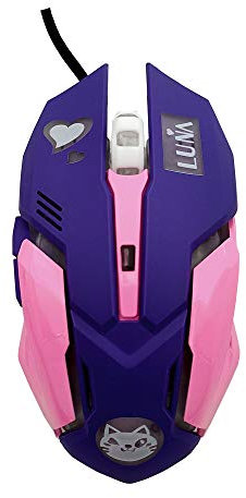 Accod Wired Gaming Mouse Mute Button Computer Mouse Breathing Light 1200/1600/2400/3200DPI 6 Buttons Design USB Interface Compatible with Windows7/8/10/XP-Purple Cat