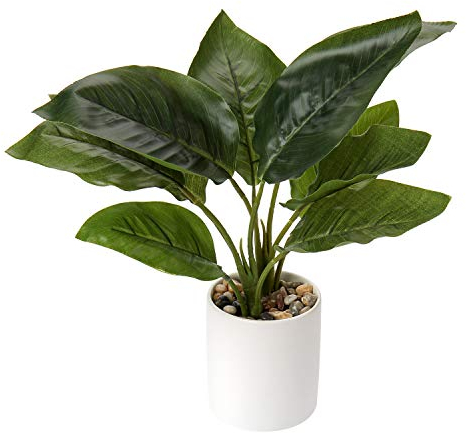 Briful 15.5 Artificial Plants Fake Plants Indoor Tropical Faux Canna Arrangement in Pot for Home Garden Office Desk Shower Room Decoration
