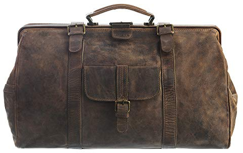 Greenland Nature Montenegro Doc-Bag XL Arztkoffer Doktorkoffer Arzttasche Doktortasche Hebammentasche Doc Case Koffer aus feinstem Leder braun - Geschenkset Greenland-2900