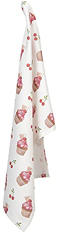 Clayre & Eef CUP42 Küchentuch Geschirrtuch Cupcake Weiss Rot Rosa 50 x 70 cm