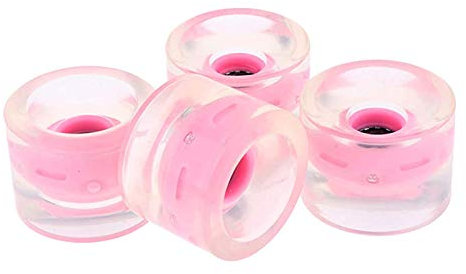 HJGHY Roues de Planche À roulettes Longboard 60X45mm Dureté 80A LED Roues Lumineuses Transparentes Roue de Croisière Ensemble de 4,Rose