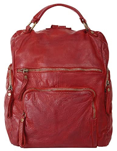 Samantha Look City-Rucksack Echt Leder Damen | Made in Italy, Vintage Bagpack aus weichem Leder | 017781