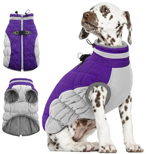 AOFITEE Kleiner Hundemantel, Warme Hundewinterjacke für Extra Kleine Hunde, Reflektierende Rollkragen-Hundeweste mit Integriertem Geschirr,wasserdichte Hundeschneejacke für Chihuahua, Yorkshire
