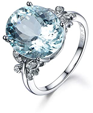 Silber 925 Schmuck Ring Aquamarin Party 925 Sterling Silber Ringe Schmuck Frau Hochzeit Geschenk 10 blau