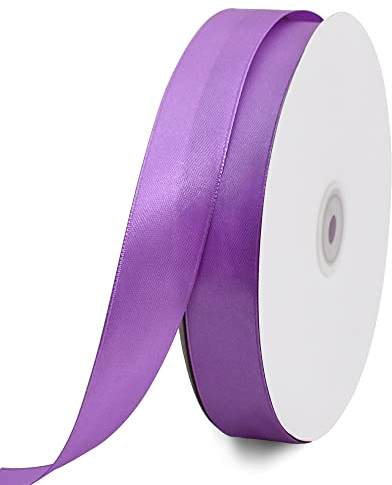 TONIFUL Satinband Violett 25mm, 91 Meters Dekoration Geschenkband Fein Schleifenband, Stoffband für Hochzeit, Taufe und Geburtstag Geschenke Der Valentinstag Verpackung von Geschenken