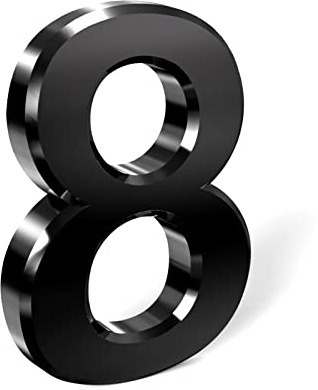 Stick On Door Numbers, 3 Inch 3D Mailbox Numbers, Self Adhesive House Numbers Plaques, Door Numbers for House, Apartment, Mailbox, Hotel, Office, Room, Courtyard, Cafe (8, Black)