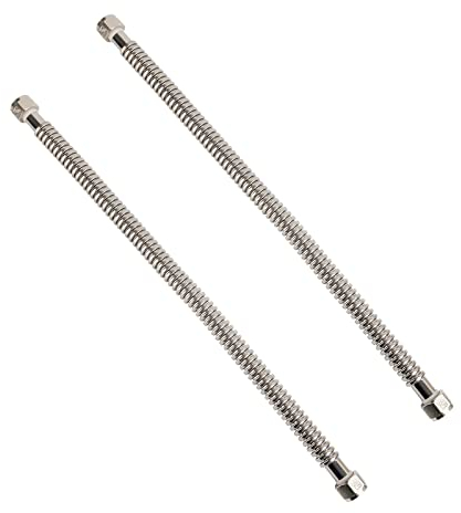 Solimeta Confezione da 2 connettori flessibili per scaldabagno corrugato in acciaio inossidabile resistente, per scaldabagno, addolcitore d'acqua, lunghezza 61 cm
