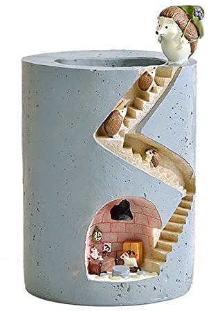 YQBUER Flower pots Creative Animal Resin Flowerpot Succulents Planter Water Planting Container Rabbit Hedgehog Decorative Pot Desktop Ornament Plant Pot (Color : A)