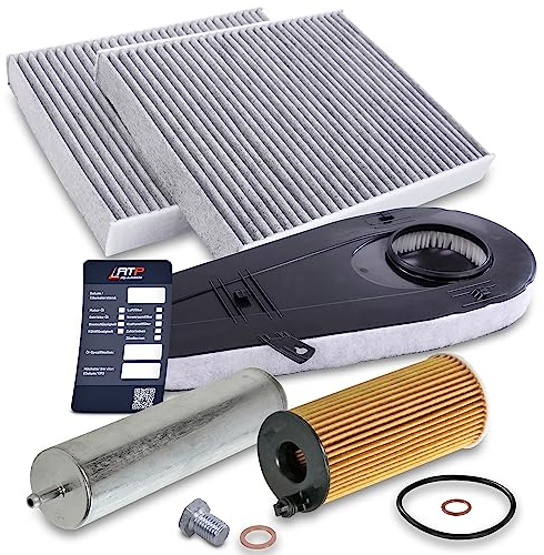 BESTPRICE Inspektionspaket Filterset mit 1x Ölfilter, 1x Kraftstofffilter, 2x Innenraumfilter, 1x Luftfilter, 1x Ölablassschraube, Kompatibel mit BMW 5er (F10) (F07) (F11), 7er (F01, F02, F03, F04)