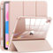 INFILAND Funda compatible con iPad de 10ª generación 2022, funda para iPad de 10ª generación de 10.9 pulgadas, totalmente transparente con ranura para lápiz y adaptador de carga, oro rosa