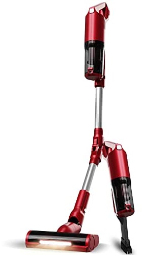 120 Watt TurboTronic StormStick Stiel Staubsauger & Handstaubsauger mit MIF Filter und 5 Meter Kabel 11kPA, Zyklon Technologie Stabstaubsauger Bodensauger Akku Akku Sauger Faltbar Rot