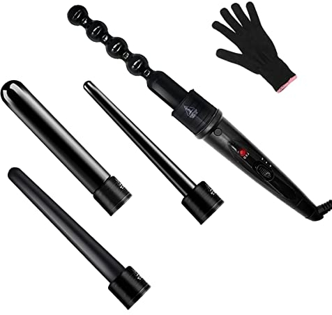 MENQANG Lockenstab 4 in 1, Lockenwickler Set Multifunktions Austauschbarer Keramikbeschichtung Lockenwickler Set für Geeignet für große/mittlere/kleine Locken