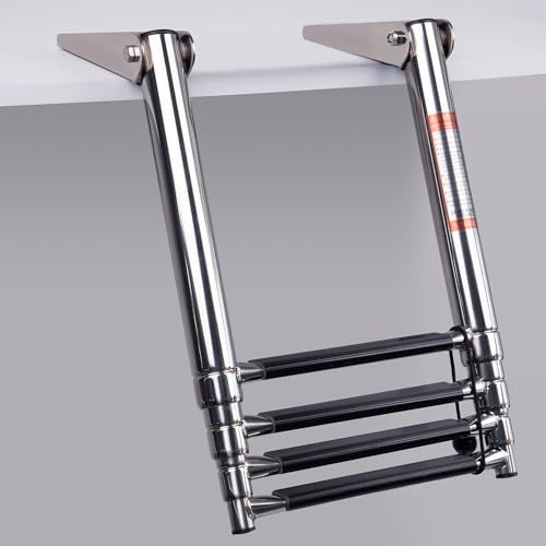 XinKunmarine Échelle de bateau à 4 marches pliable en acier inoxydable 304, échelle de quai télescopique pour bateau, ponton, yacht