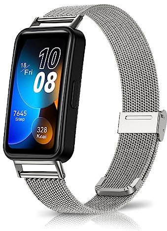 KoGiio Armband Kompatibel mit Huawei Band 10 / Huawei Band 9 / Huawei Band 8, Männer und Frauen Atmungsaktiv Ersatzarmband, Gewebte Edelstahl Mesh Metall Uhrenarmband