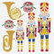 FINGERINSPIRE Nussknacker Malschablone 30x30 cm Wiederverwendbare Musikinstrumente Schablone Abgerundetes Horn Tuba Trommeln Zeichenvorlage Weihnachtsthema Schablone Malerei Auf Stoff