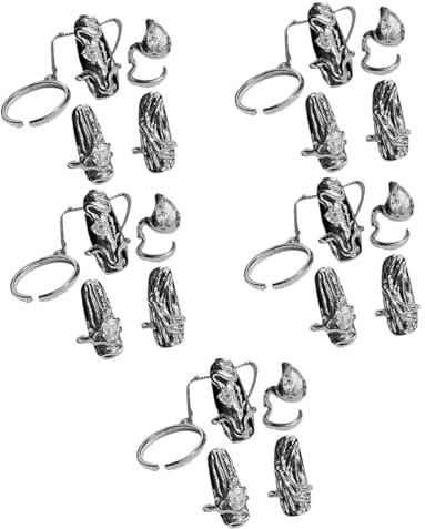 Beavorty 20pcs Adjustable Crystal Nail Rings for Women Fashion Nail Ring Fingernail Jewelry