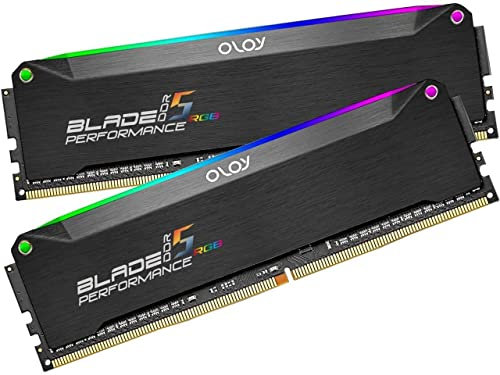 OLOy DDR5 RAM 32GB (2x16GB) Black Hairline Blade RGB 6400MHz CL32 1.35V Gaming UDIMM (MD5U1664321BRKDA)
