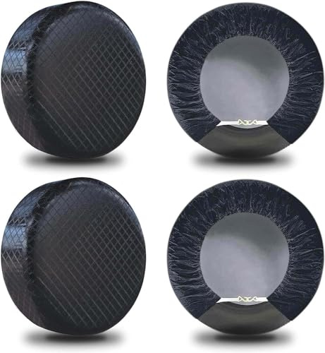 AmFor Set mit 2 Reifenabdeckungen, wasserdichte Aluminiumfolie, Reifen-Sonnenschutz, wetterfester Reifenschutz (schwarz, 4 Stück, 68,6 cm - 73,7 cm)