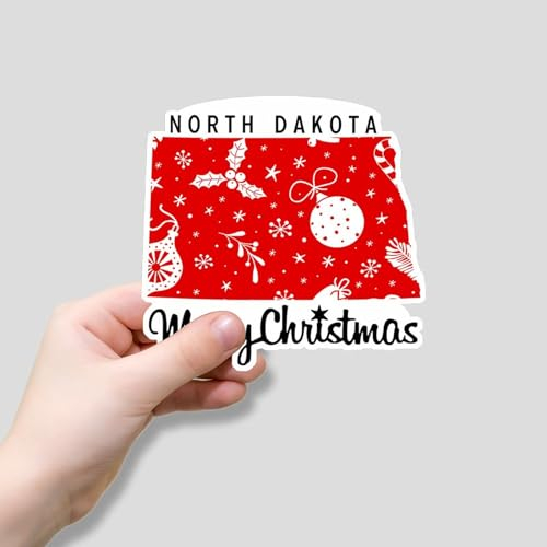 Zyadsinoudor North Dakota State Stickers 50 Pcs Town Name Laptop Stickers Christmas Joy Waterproof Round Labels Sticker for Tumbler Water Bottle Cup Car Window Laptop 4inch