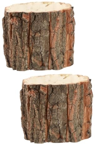 2 Pièces Vase Pot de Fleur en Bois barils Ornement Pots de Plantes d'intérieur conteneur de Fleurs d'écorce bac à Fleurs en Bois pupitre décorations Doublure Pot à bonsaï récipient