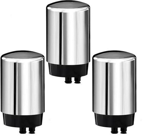 Lot de 3 cartouches de filtres de robinet, remplacement pour filtre de robinet Brita®, filtre à eau compatible avec les systèmes de filtration de robinet Brita® - Chrome