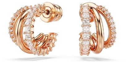 Swarovski Anneaux d'oreilles Hyperbola, Tailles variées, Mini, Blanches, Placage de ton or rosé