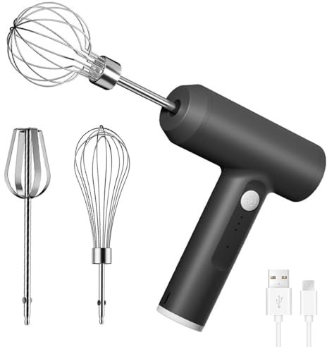 Frusta Elettrica Peppy, Frusta a Mano Ricaricabile USB, 7 Velocità, Frusta Manuale in Acciaio Inox, Portatile, Ideale per Casa e Ufficio