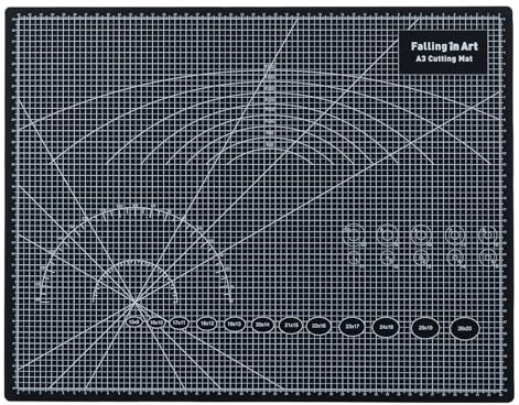 COOZEE Schneidematte A3, 33x43 cm 5-lagige Selbstheilend Schneidematte, Bastelunterlage Schnittfest, Bastelmatte, Schreibtischunterlage und Schneidematte zum Nähen, Schwarz