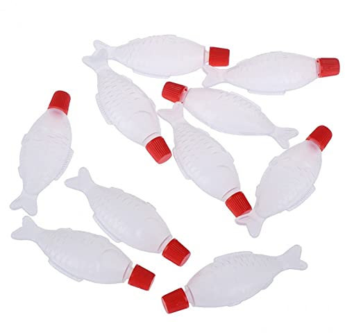 Zghhc Bouteilles De Sauce Soja De 4ml, Mini Bouteilles À Presser en Forme De Poisson, Bouteilles De Vinaigre, Récipient À Sauce, Boule De Riz, Rehausseur De Saveur, 10 Pièces