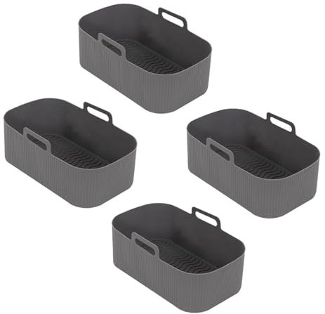 YöL Pack of 4 Rectangle Silicone Air Fryer Liners Easy Clean Cooking Baking Frying Reusable