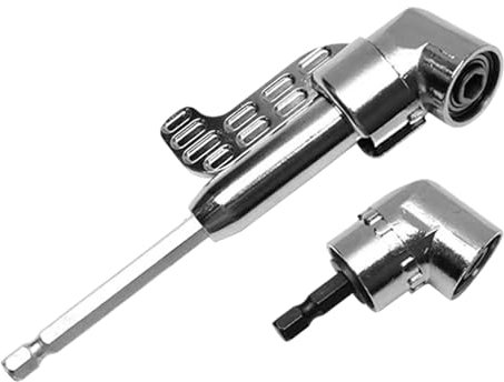 Lot de 2 adaptateurs de perceuse à angle droit 105 degrés 1/4 - Fixation d'angle à percussion, adaptateur de douille d'extension avec tournevis à tige hexagonale (14 x 2,3 x 0,6 cm)