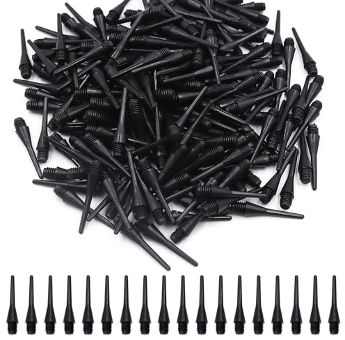 CATELL 200 Stück Dartspitzen Kunststoff, Dart Spitzen Soft 2BA Gewinde Ersatzspitze Softdart Spitzen Dartpfeil-Spitzen Schwarz Langlebig Soft Dart Spitzen für Dartsportbegeisterte
