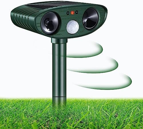 Katzenschreck Ultraschall, Solar Tiervertreiber Katzenvertreiber Wasserdicht, Ultraschall Tierabwehr mit Bewegungsmelder für Garten Waschbären Hunde Vögel Schädlinge