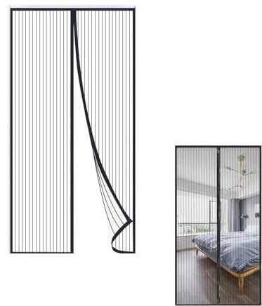 1 Pack Fly Screens for Doors, Folding Door Net Curtain, Black Door Screen, Easy Installation, Breathable Mesh, Perfect for Home, Patio, and Windows