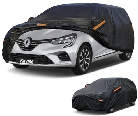 Kayme Hatchback Car Cover Waterproof Breathable, Full Car Cover Sun Dust Protection Outdoor, Fit for Renault Clio, Ford Fiesta, MINI Cooper, Audi A1, Corsa etc.View Vehicle Size Chart A2, Black