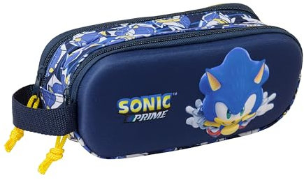 Sonic City - Portatodo Doble 3D, Estuche Infantil, Estuche Niño, Ideal para Niños en Edad Escolar, Cómodo y Versátil, Calidad y Resistencia, 21x6x8 cm