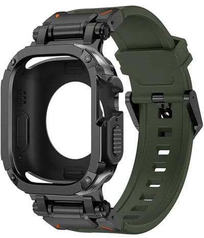 Clouism Funda con correa para Apple Watch Band Ultra 2, 49mm, 44mm, 45mm, funda protectora de TPU, pulsera de silicona para IWatch Series 9, 8, 7, 6, 5, 4 correas de reloj(B-Green,49mm)
